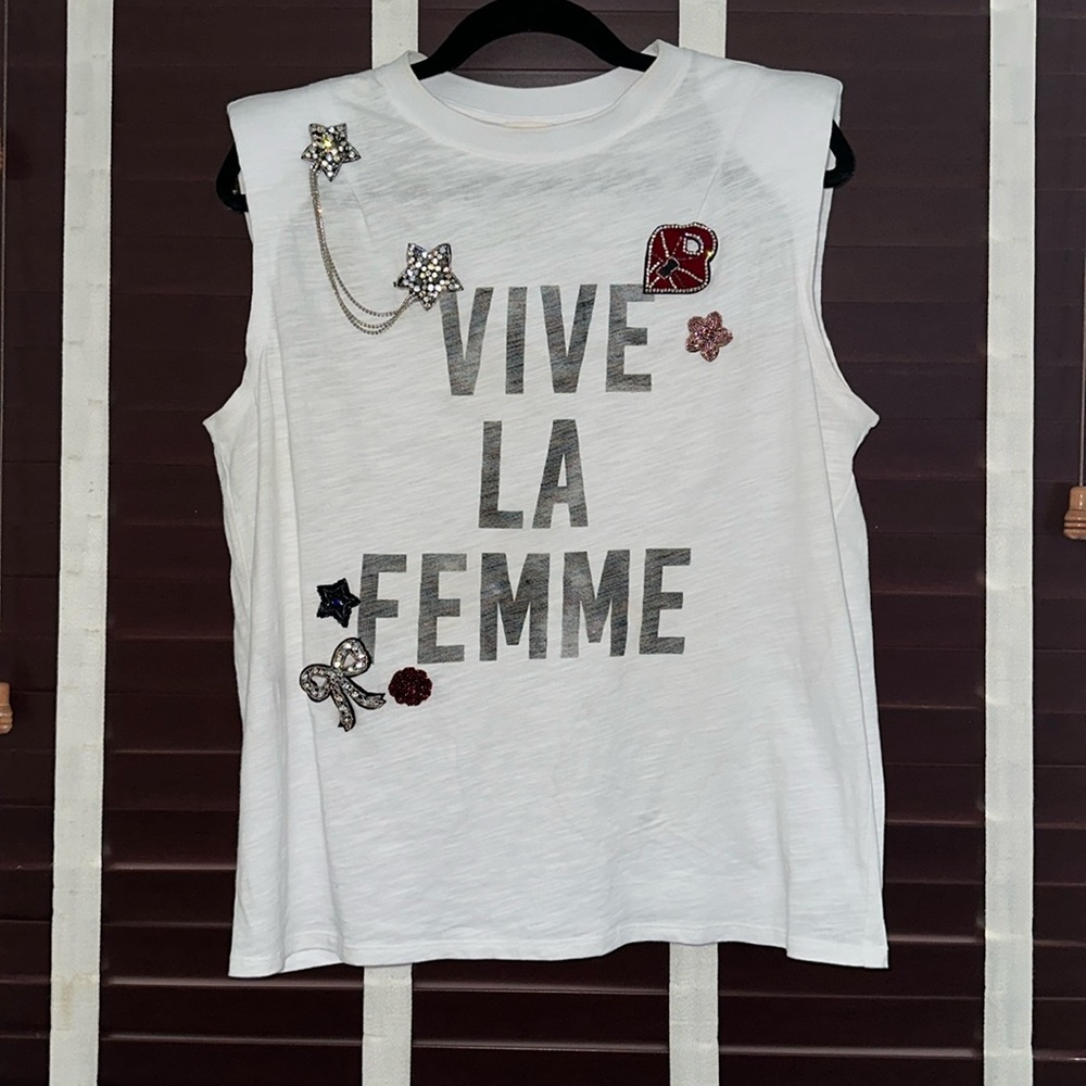 Cinq à Sept Vive La Femme Patch T-Shirt-Medium
